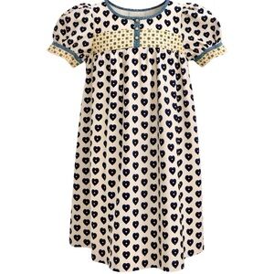 Marc by Marc Jacobs Heart Print Dress Bisque Multi Size 2 Puff Sleeve
